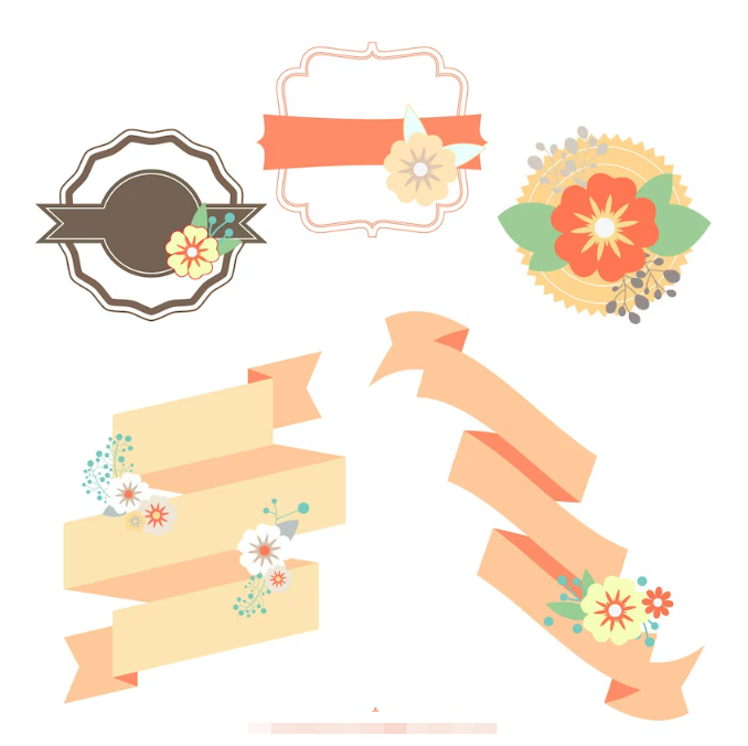 Floral badges and ribbons Banner Svg#1