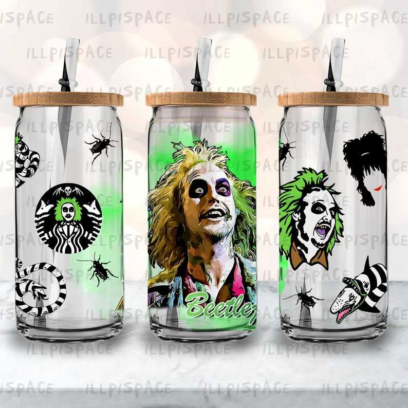 Horror Characters 16 Oz Libbey Glass Can Wrap Svg, Halloween