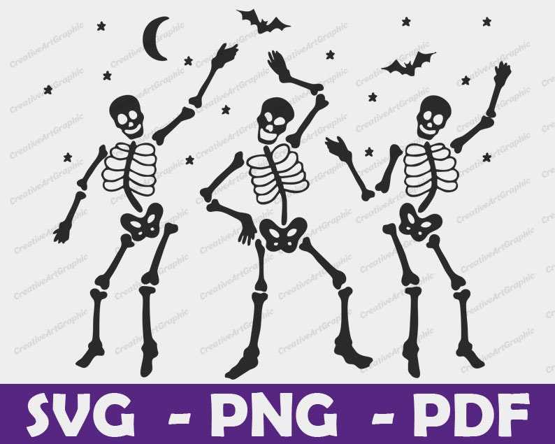 Dancing Skeleton Svg, Halloween Skeleton Svg - Skeleton Dance Svg - Spooky Season Svg - Funny Halloween Svg 