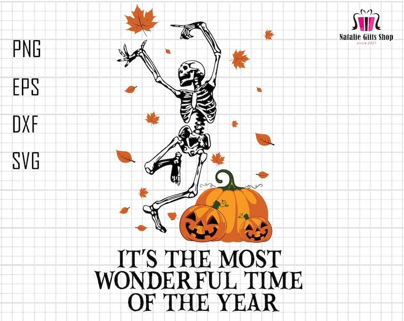 Dancing Skeleton Svg, It's The Most Wonderful Time Of The Year Svg - Fall Svg - Pumpkin Svg#1