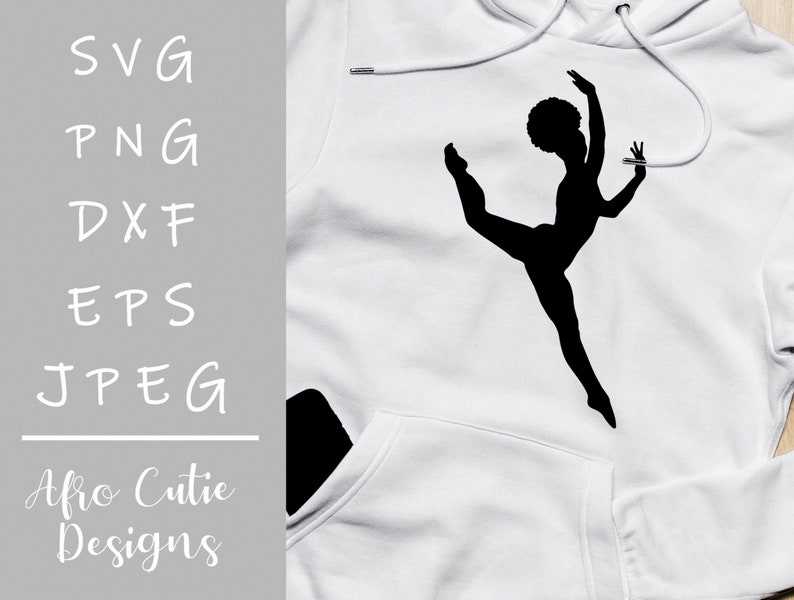 Silhouette Dance Svg, Black Ballerina Silhouette - African American Dancer Ballet - Afro Girl - Svg Cutting File