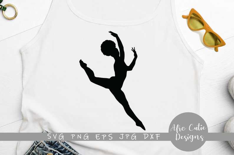 Silhouette Dance Svg, Black Ballerina Silhouette - African American Dancer Ballet - Afro Girl - Svg Cutting File