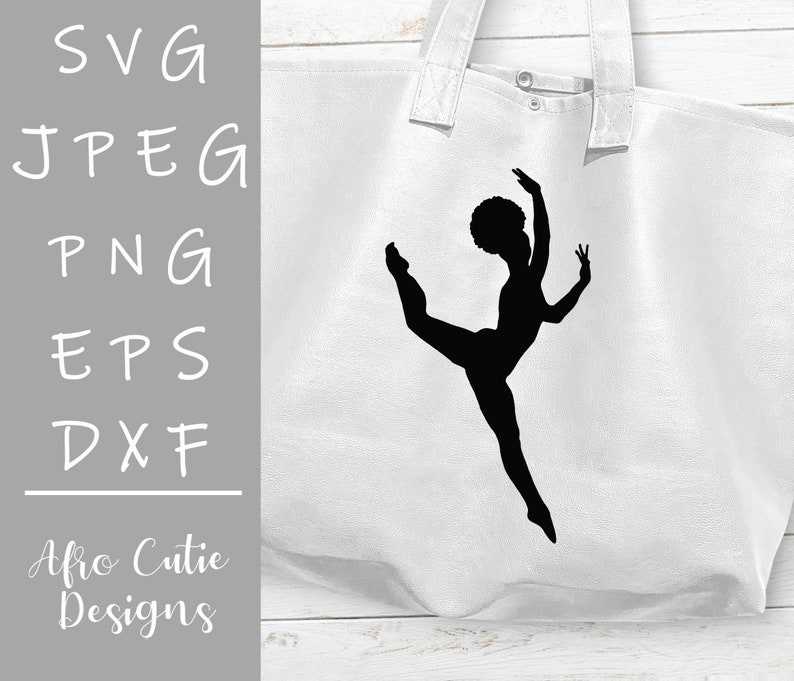 Silhouette Dance Svg, Black Ballerina Silhouette - African American Dancer Ballet - Afro Girl - Svg Cutting File#4