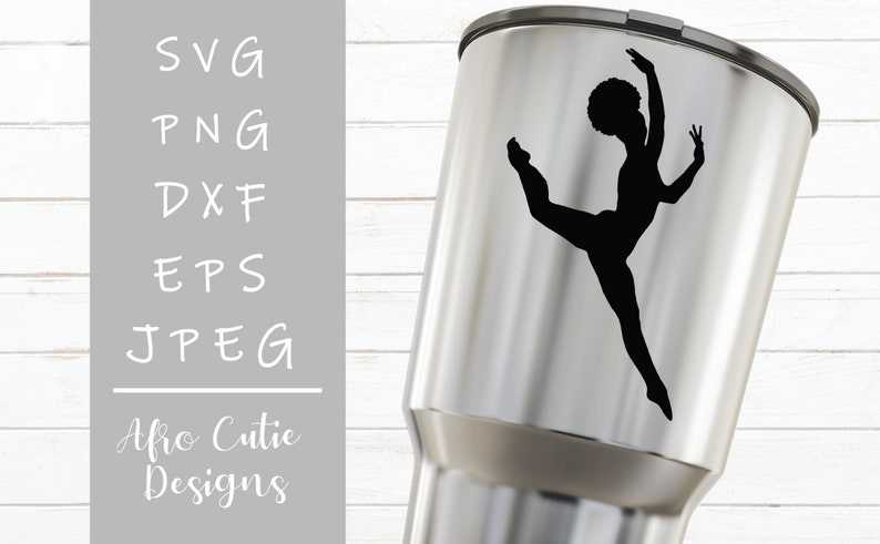 Silhouette Dance Svg, Black Ballerina Silhouette - African American Dancer Ballet - Afro Girl - Svg Cutting File#5