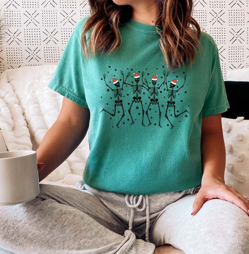 Dancing Skeleton Svg, Christmas Dancing Skeletons Svg - Santa Skeleton Svg - Christmas Sublimation Download#3