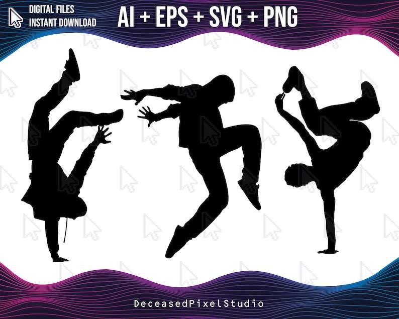 Hip Hop Dance Svg, Hip Hop Dancers Silhouette Pack Bundle SVG PNG - Dancer Silhouettes with Crossed Arms Clip Art 