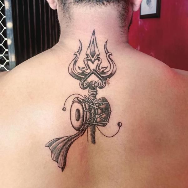 trishul tattoo on back