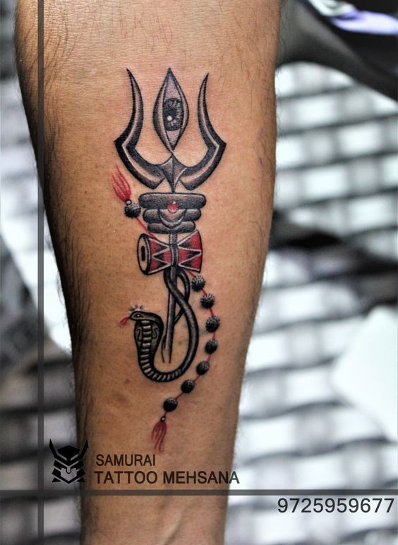 hand trishul tattoo