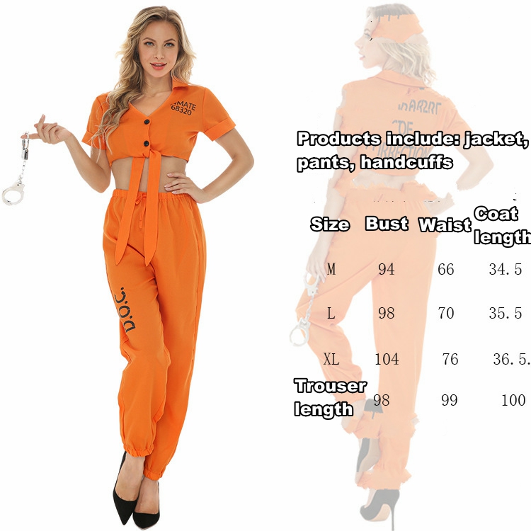 Sexy Prisoner Costume, Prison Prisoner COS Clothes Orange Adult Women ...