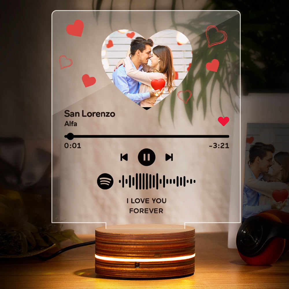 Veilleuse Spotify Plaque de chanson acrylique personnalisée Cadeau D' anniversaire