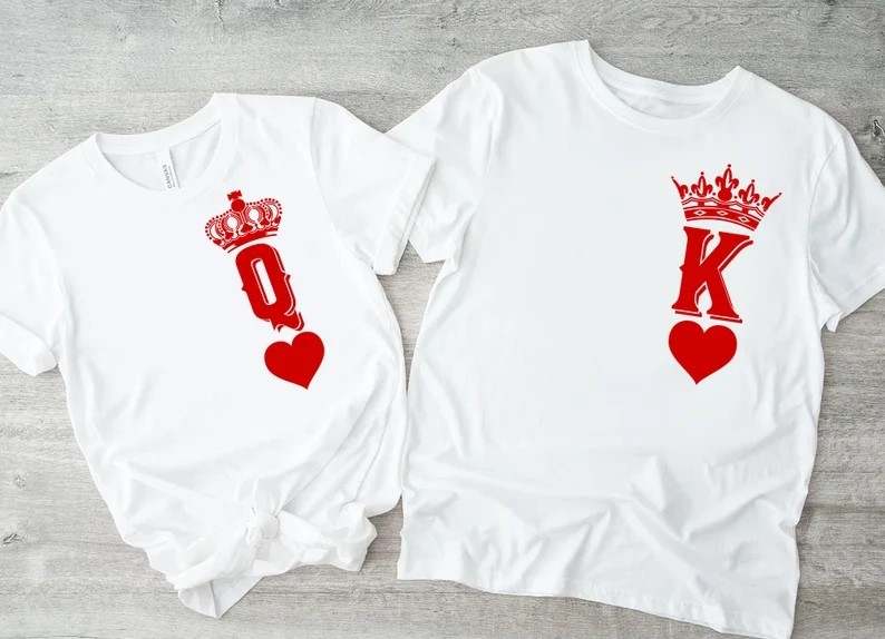 King Queen Heart - Cotton Couple Tshirt Pair Buy Online