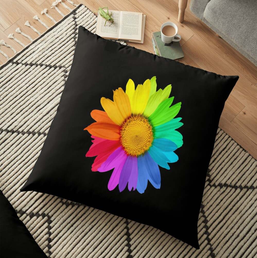 Y2K smiley decor rainbow pillow  Murakami flower, Sunflower pillow,  Rainbow pillow