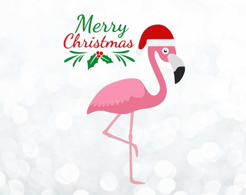 Christmas Flamingo Svg, Christmas Flamingo With Santa Hat Svg #1