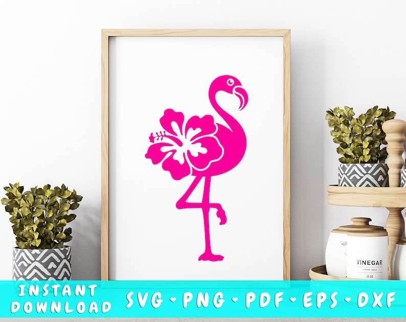 Flamingo Svg, Flamingo Hibiscus SVG Flamingo Hawaii Flower SVG#1