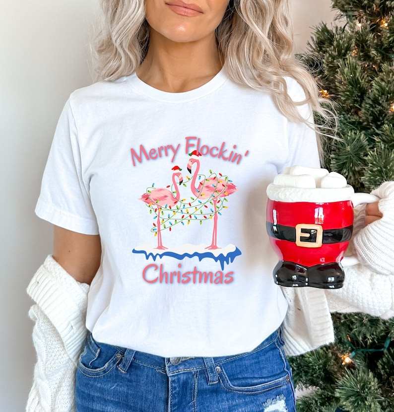 Christmas Flamingo Svg, Merry Flockin’ Christmas SVG#1