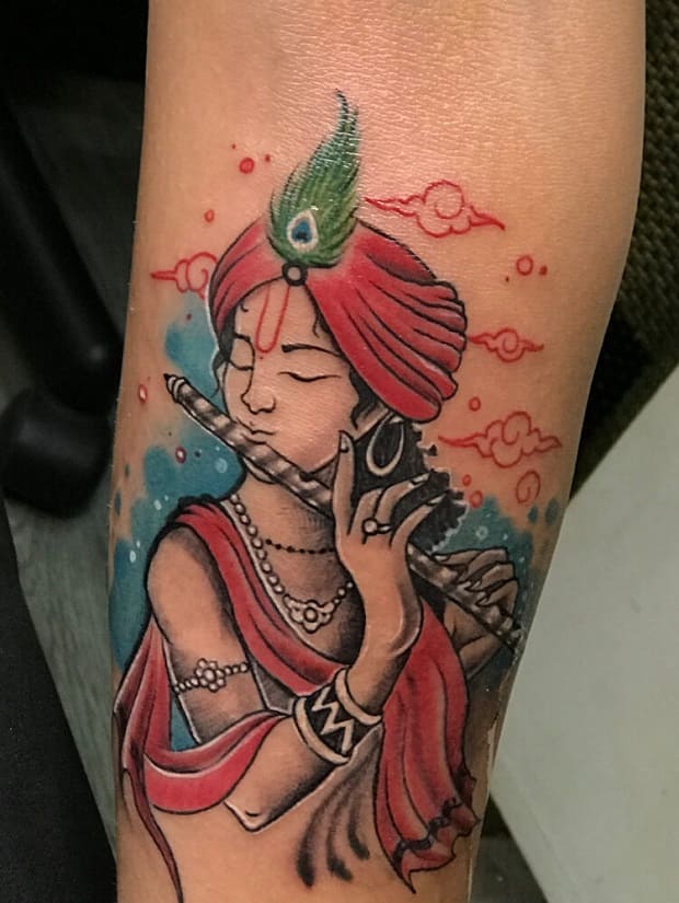 Flute Small Krishna Tattoo