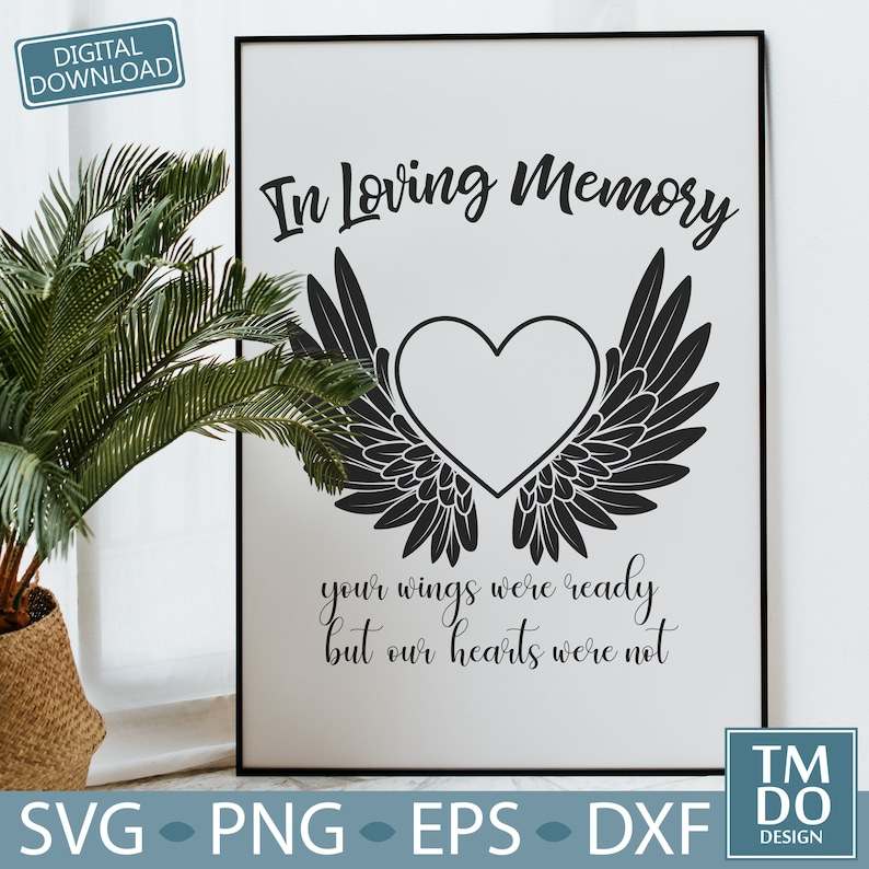 In Loving Memory Wings Svg, In Loving Memory SVG - Memorial svg - In memory svg - Rest in peace svg#1