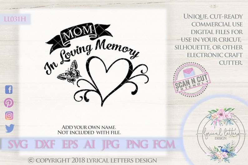In Loving Memory Heart Svg, In Loving Memory SVG DXF Fcm Ai Eps Png Jpg Digital file 