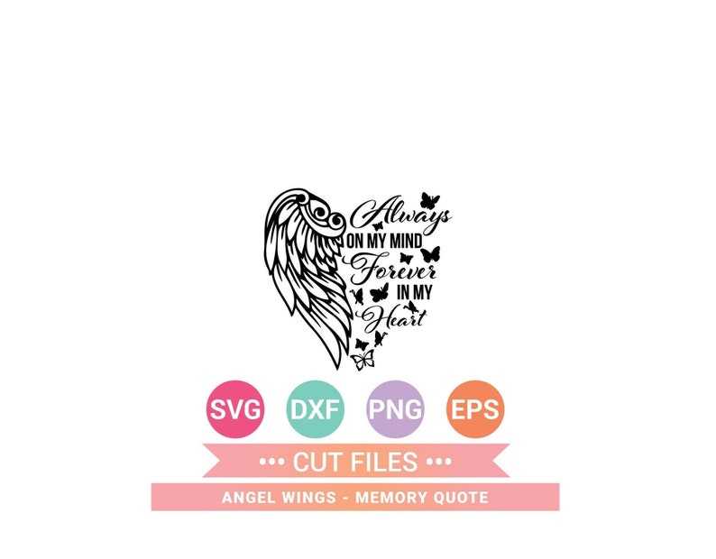 In Loving Memory Heart Svg, Wings Heart Svg - Memory Quote svg - Sympathy Svg - Instant Download#1