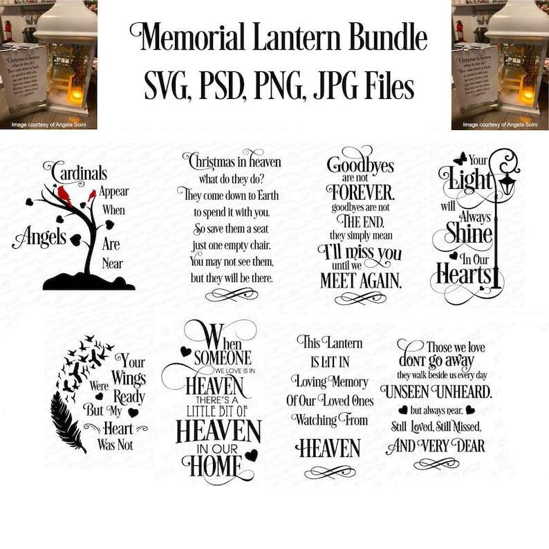 In Loving Memory Svg, Memorial Lantern Bundle - Memorial Christmas Lantern svg - Rememberance svg