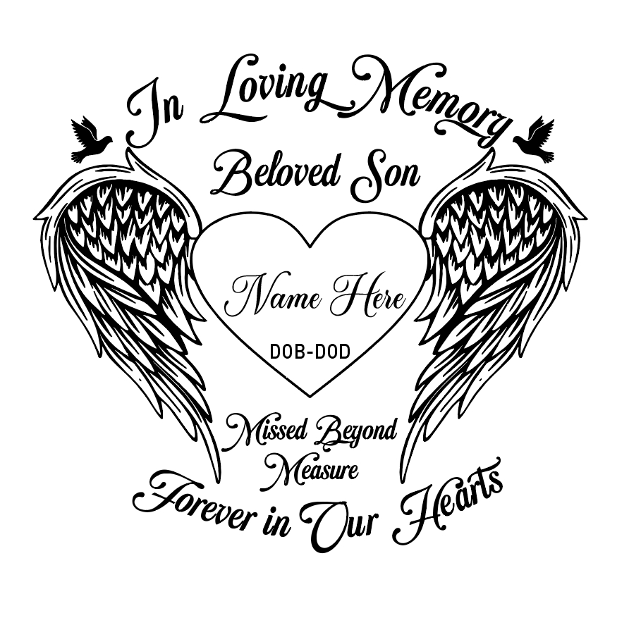 In Loving Memory Heart Svg, Beloved Son In Loving Memory of Missed Beyond Measure Forever in Our Hearts