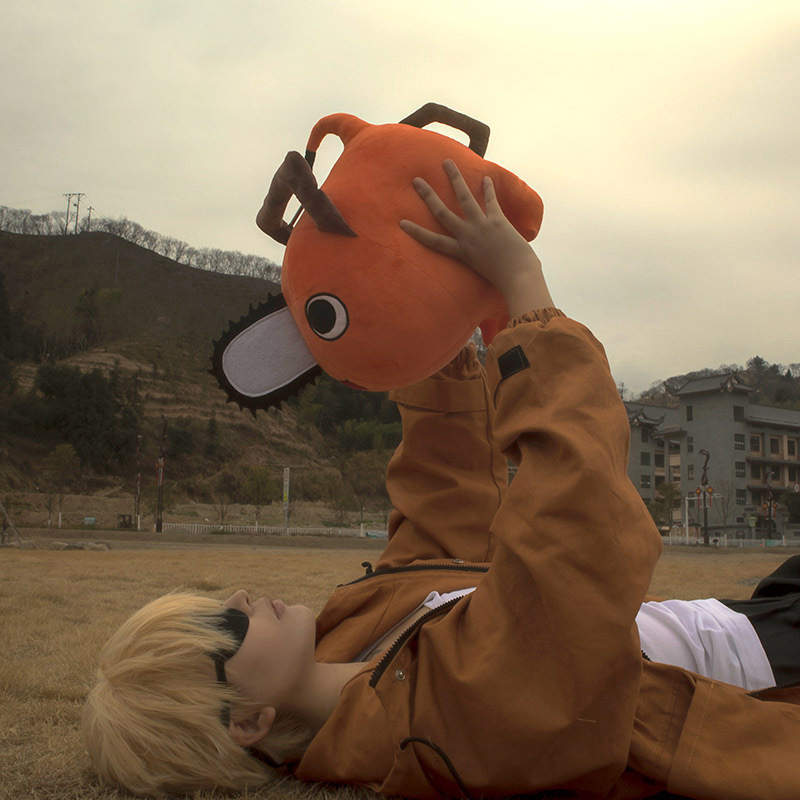 Anime Chainsaw Man Pochita Denji mainan mewah Cosplay penutup