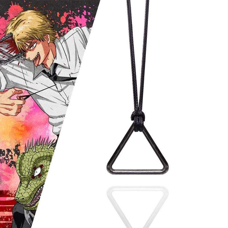 VZQI Chainsaw Man Cosplay Denji Necklace Metal Black Pendant Elastic Rope