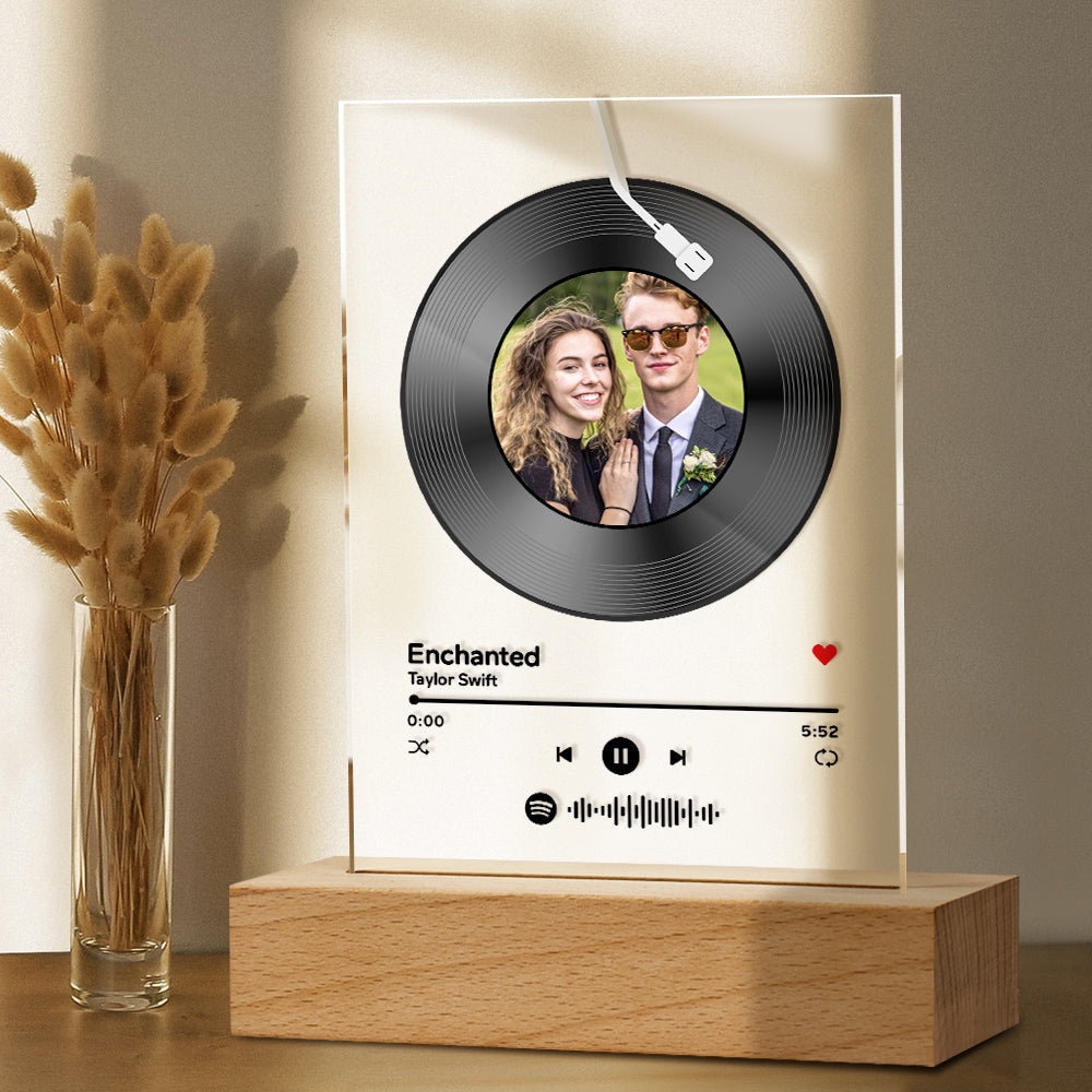 Cadre Photo Personnalisé Spotify – Lampe LED Avec Photo, Personnalisable, Cadeau Pour Couple, Anniversaire, Noël