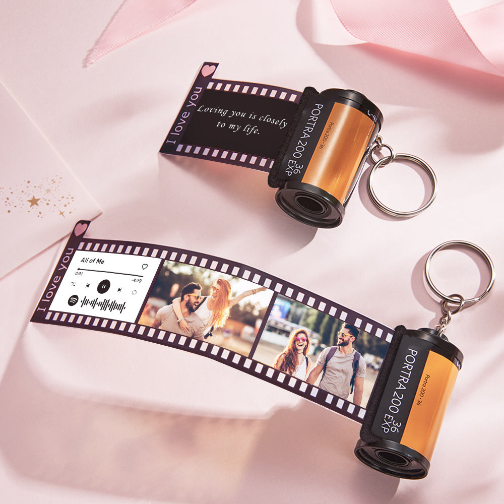 Spotify avec texte Camera Roll Keychain Custom Photo Film Roll Keychain