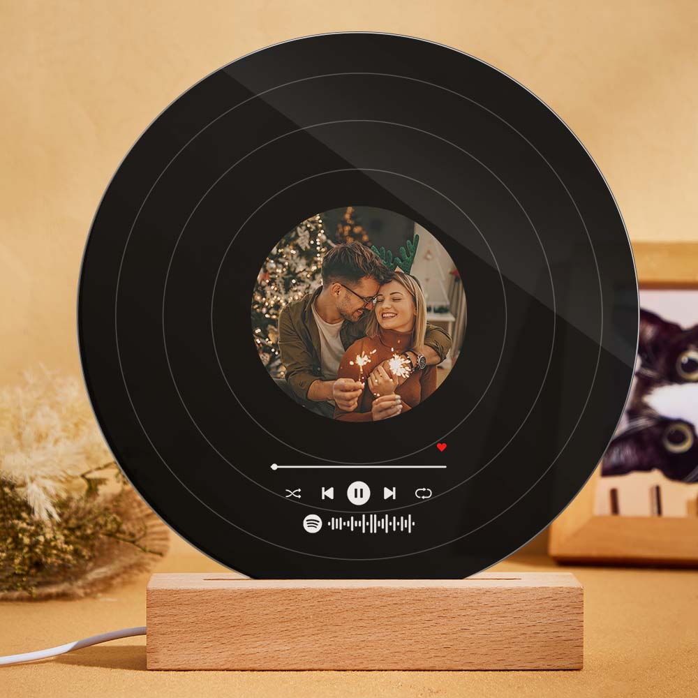Cadeau Plaque Spotify Personnalisé Couple - Lampe Cadre Photo Verre LED, Saint Valentin Anniversaire (15-25 Cm)