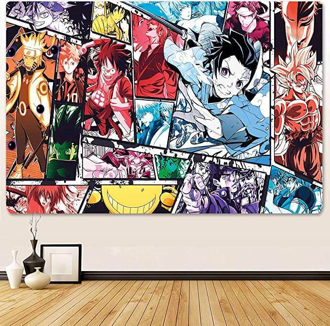Feyigy Anime Tapestry Room Decor Backdrop Cartoon Poster Wall Art Anime  anime Gifts Living Dormitory Decor 60x40 Inches(Japanese Anime Tapestries)
