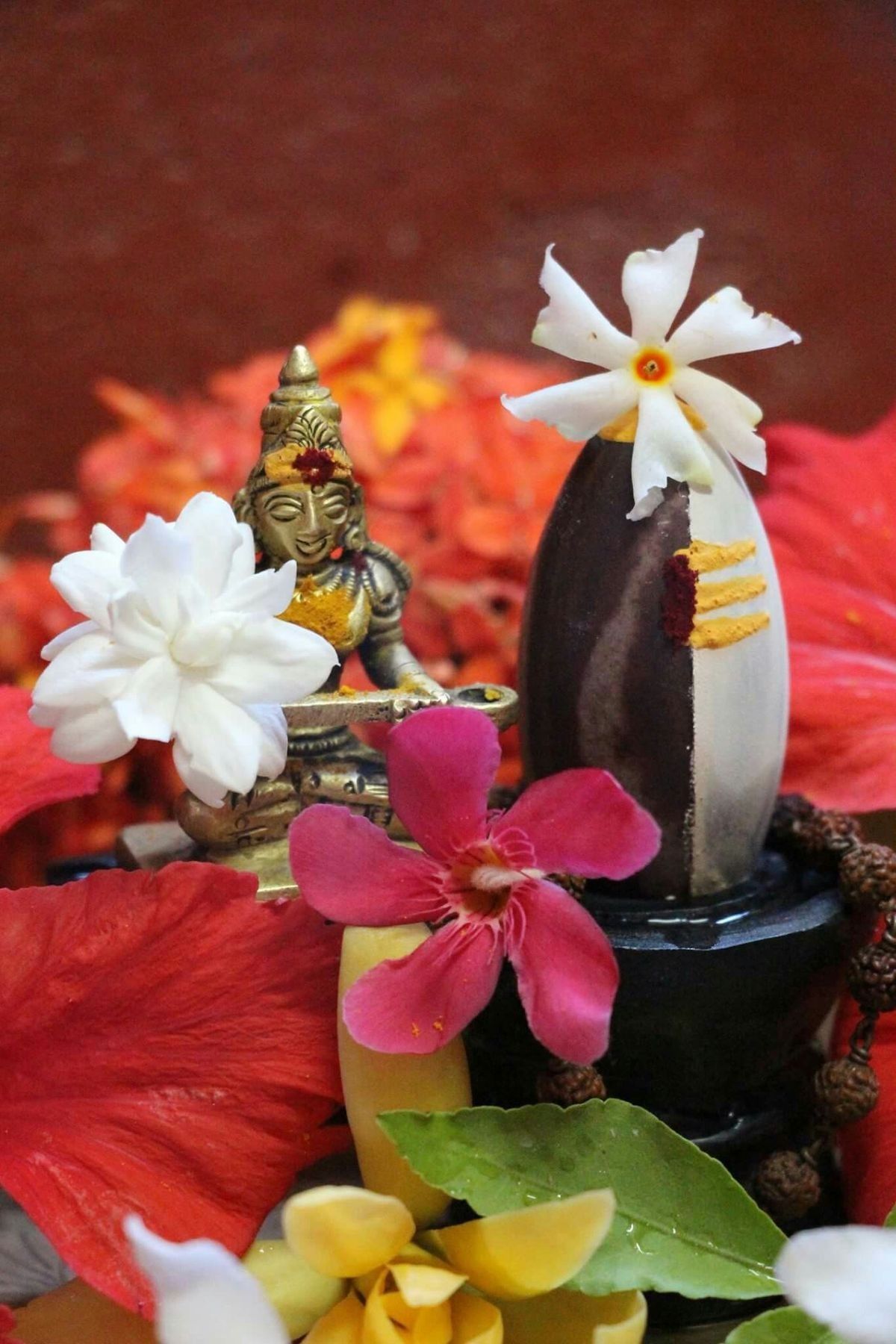 Shiva Lingam Images With Flowers