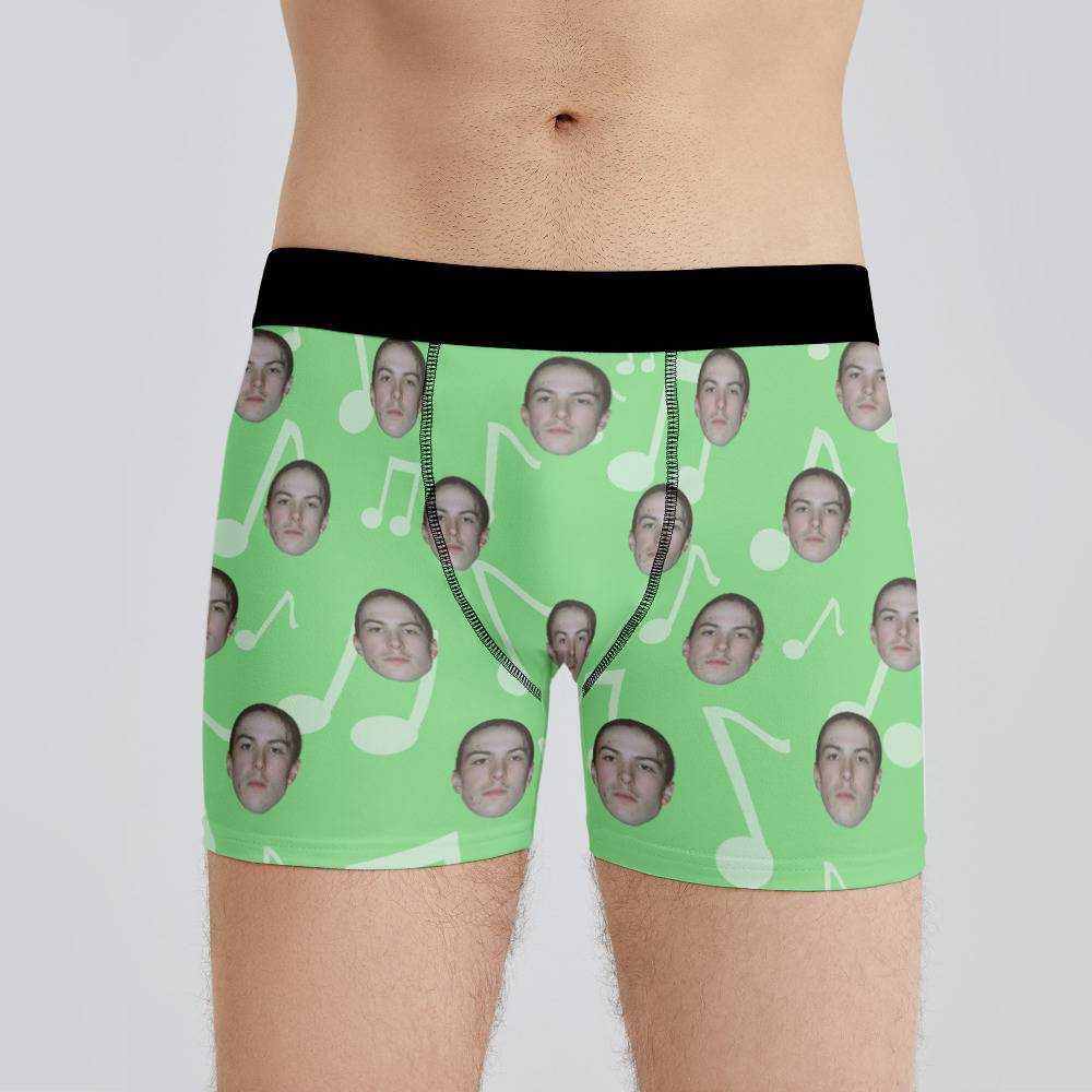 Bones Boxers Custom Photo Boxers Men's Underwear Music Note Boxers Green
