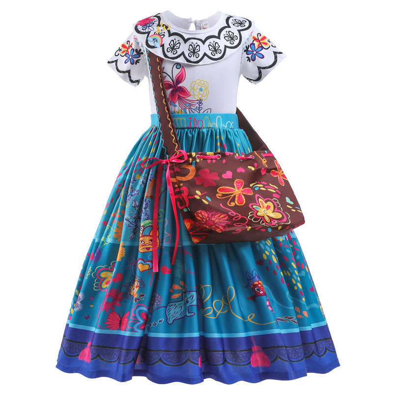 LZH Mirabel Madrigal sukienka kostiumowa Encanto Mirabel Isabela, kostium  cosplay, sukienka księżniczki, z kieszenią i okularami, zielona, dla  dziewczynek, fioletowy, 3-4 Lat : : Zabawki