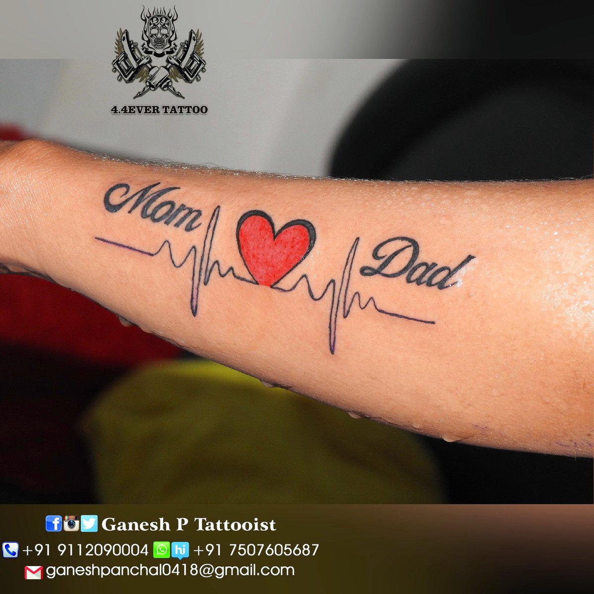 Maa Paa Tattoo, Mom Dad Tattoo New Style