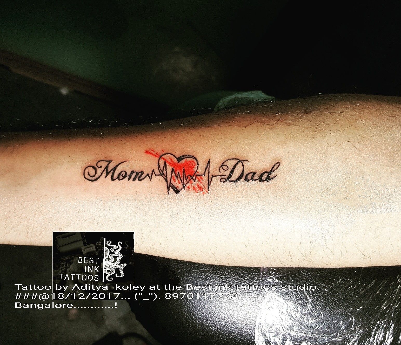 Heartbeat Maa Tattoo, Heartbeat Mom Dad Tattoo