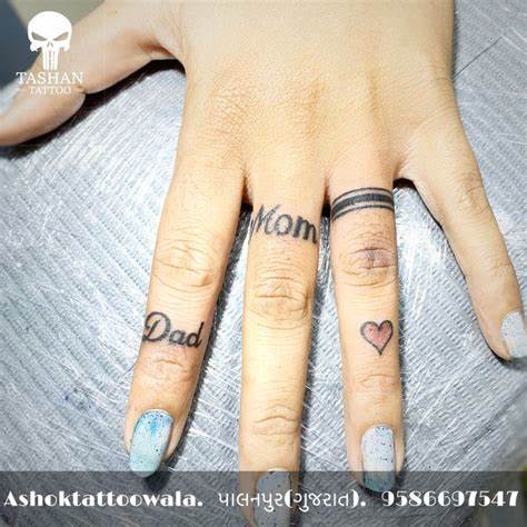 Maa Tattoo On Hand, Hand Ring Tattoo Mom Dad