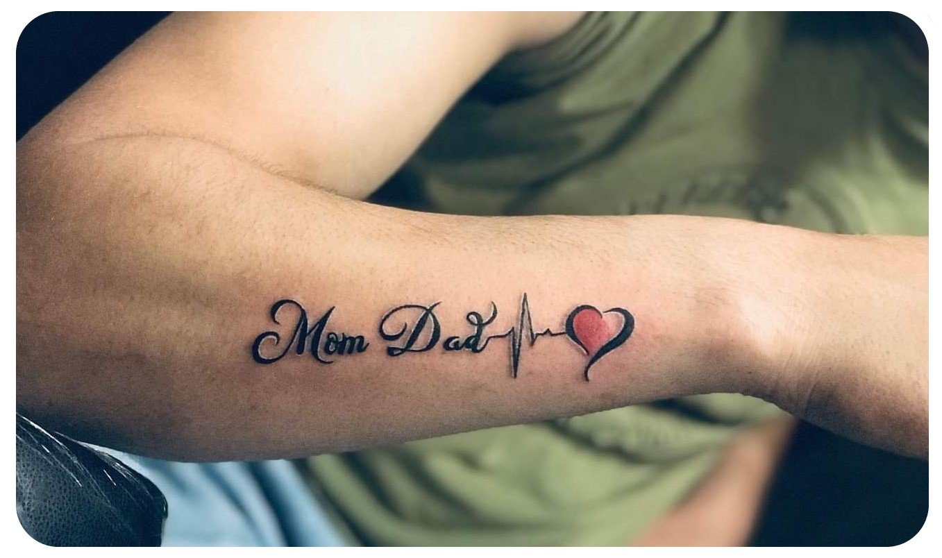 Heartbeat Maa Tattoo, Heartbeat Mom Dad Tattoo