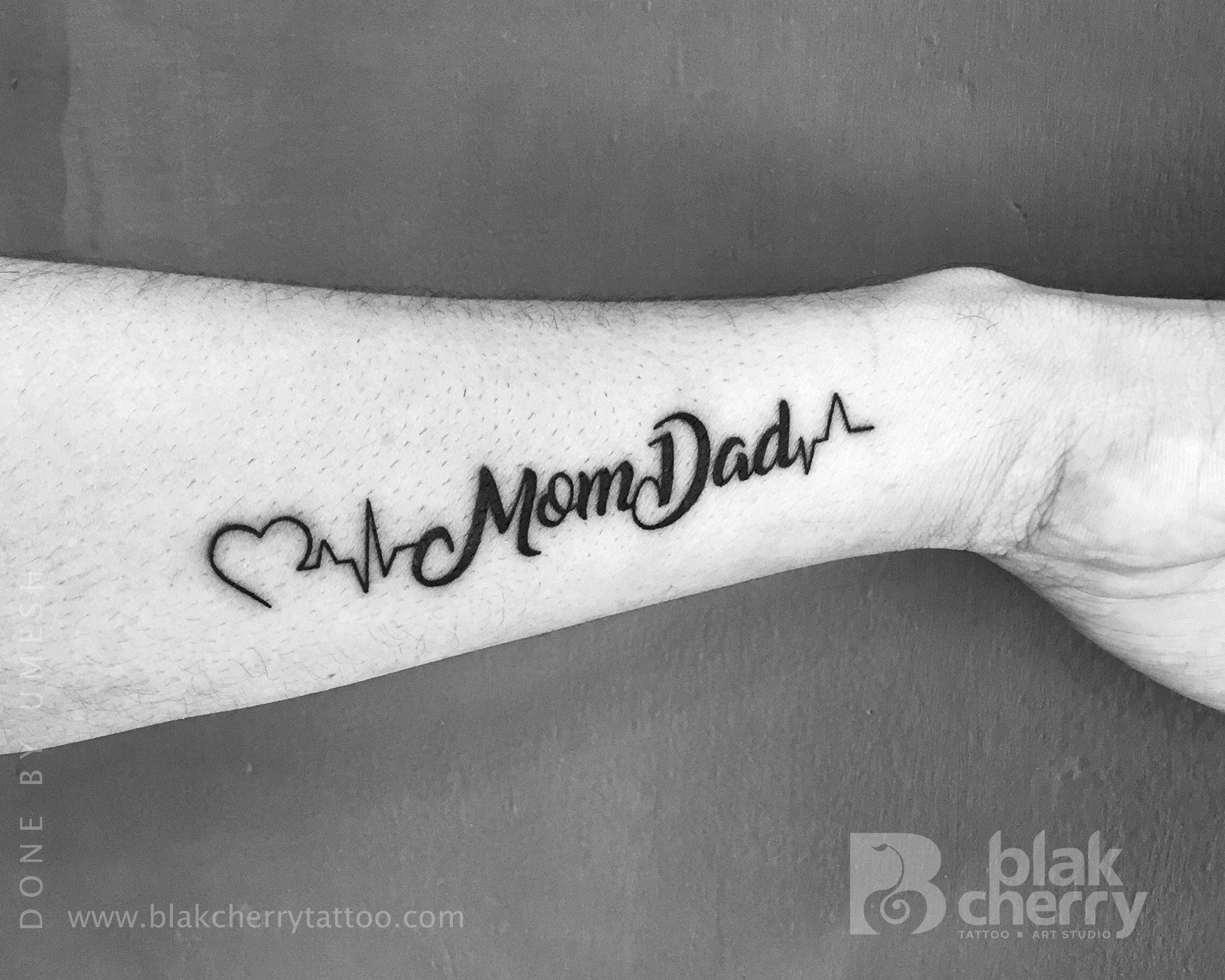 Heartbeat Maa Tattoo, Heartbeat Mom Dad Tattoo