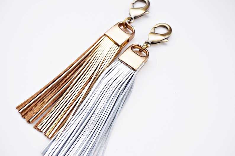 Handmade Leather Tassel Keychain Gifts for her and him Anniversary Gift Birthday Gift#3