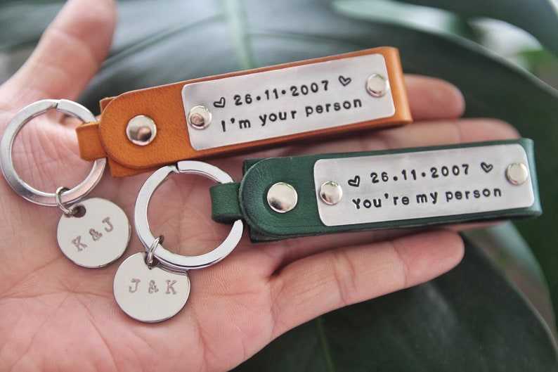 Personalized Leather Keychain Gifts for her and him Anniversary Gift Birthday Gift#6