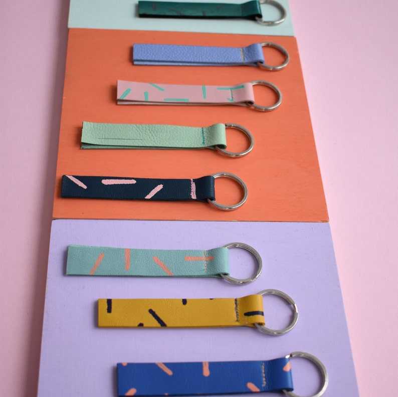Hand Painted Leather Keyrings Gifts for her and him Anniversary Gift Birthday Gift#1