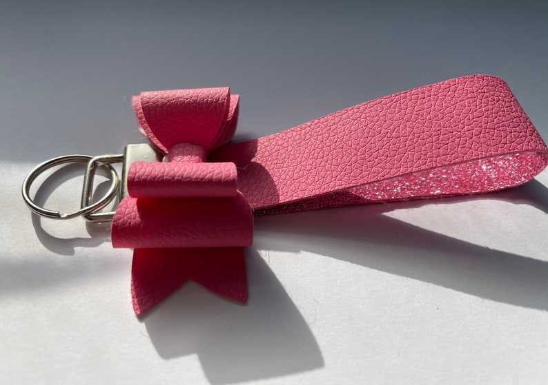 Faux Leather Bow Keychain Gifts for her and him Anniversary Gift Birthday Gift#4