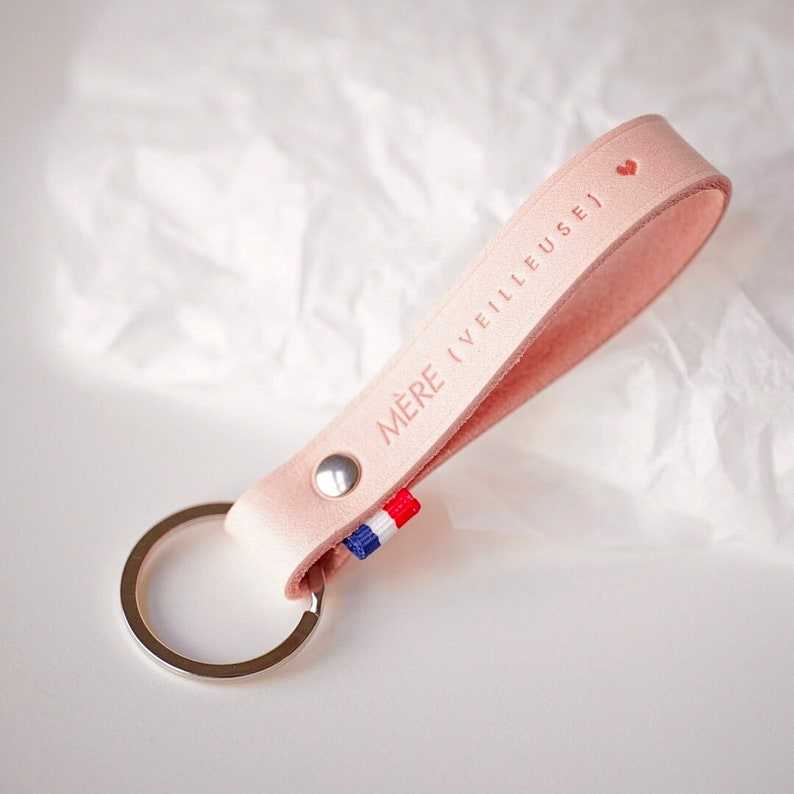 Pastel Pink Leather Leather Keychain Gifts for her and him Anniversary Gift Birthday Gift#4