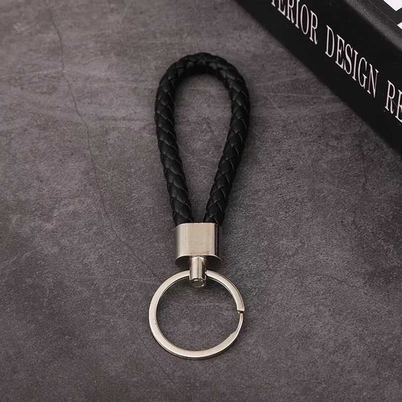 Black Braided Keychain Gifts for her and him Anniversary Gift Birthday Gift#1