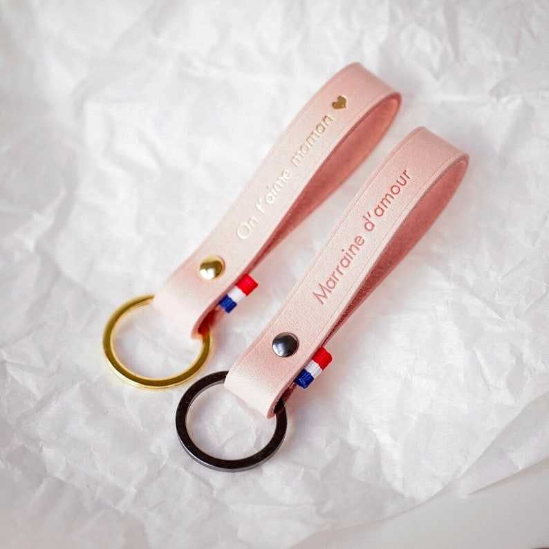 Pastel Pink Leather Leather Keychain Gifts for her and him Anniversary Gift Birthday Gift#3