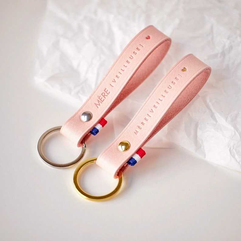 Pastel Pink Leather Leather Keychain Gifts for her and him Anniversary Gift Birthday Gift#2