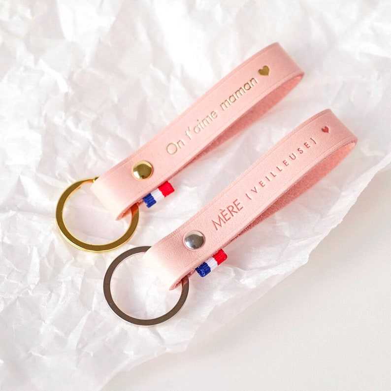 Pastel Pink Leather Leather Keychain Gifts for her and him Anniversary Gift Birthday Gift#1