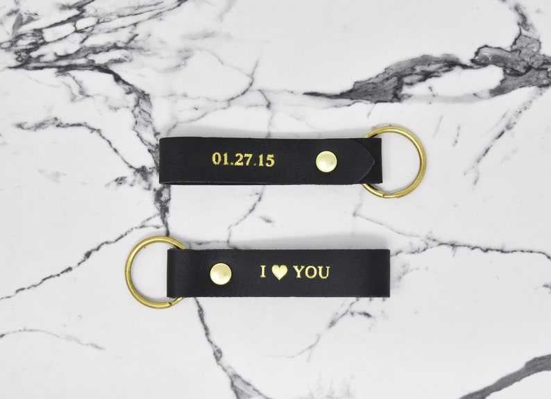 2 Sided Custom Leather Keychain Gifts for her and him Anniversary Gift Birthday Gift#1