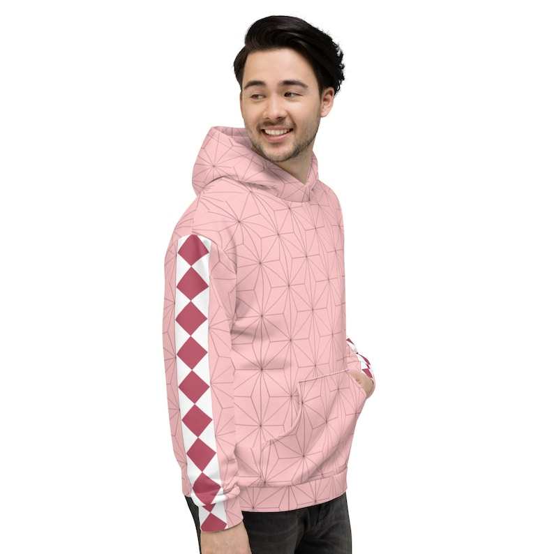 Nezuko Pattern Hoodie, Pink Star Pattern Print Hoodie | nezukohoodie.com